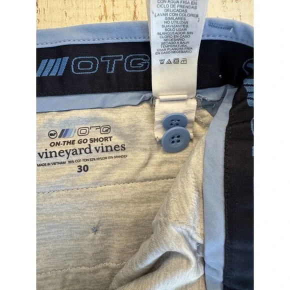 Vineyard Vines OTG On-The-Go Performance Shorts Mens 30 Light Blue Stretch